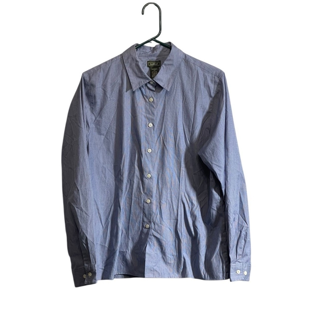 LL Bean Large Button Up Shirt Long Sleeve Blue Classic Preppy Capsule